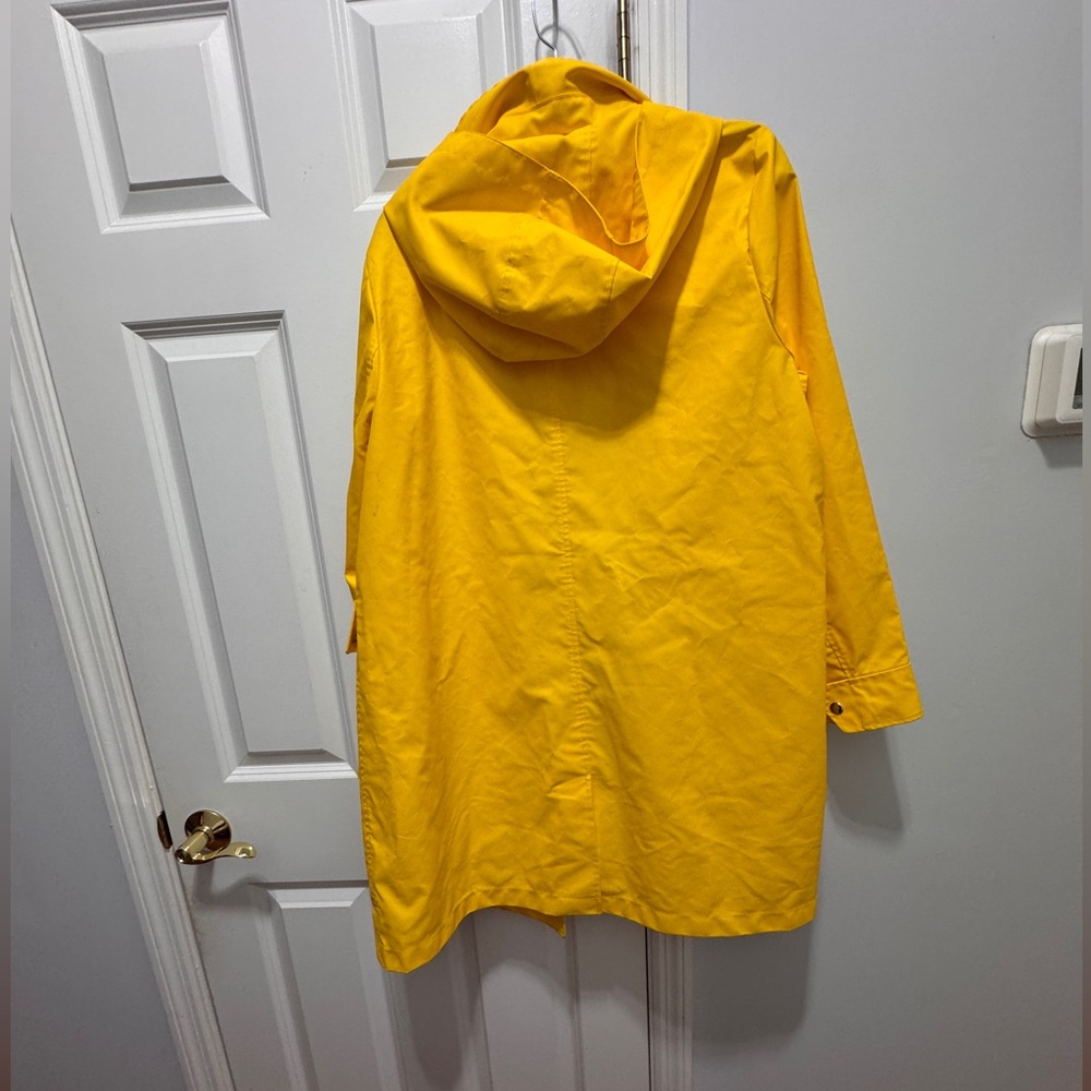 J Crew Yellow Trench Coat with Hood and Water-Resistant Fabric size large - Picture 7 of 7